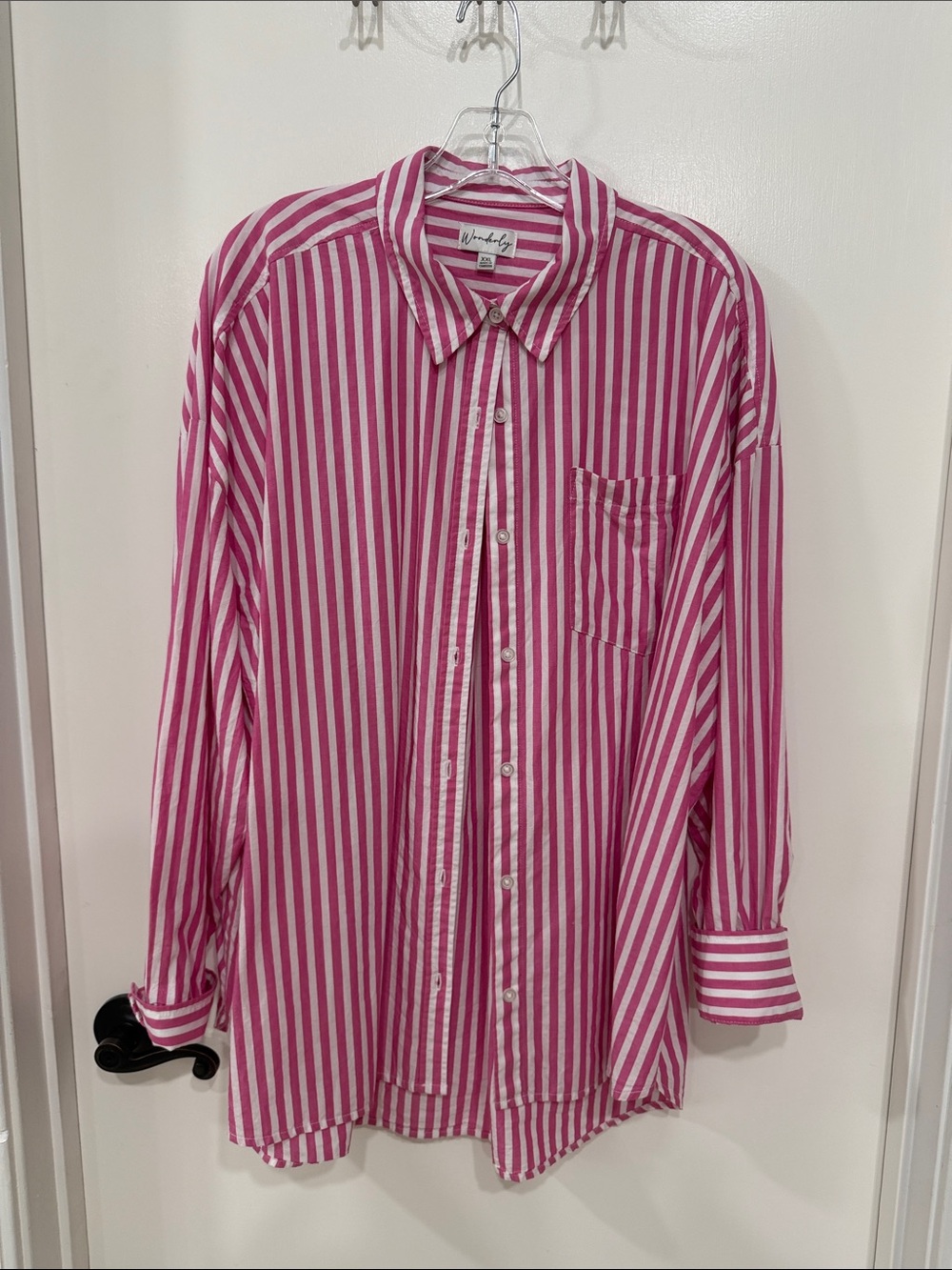 Wonderly Pink and White Striped Button-Down Shirt